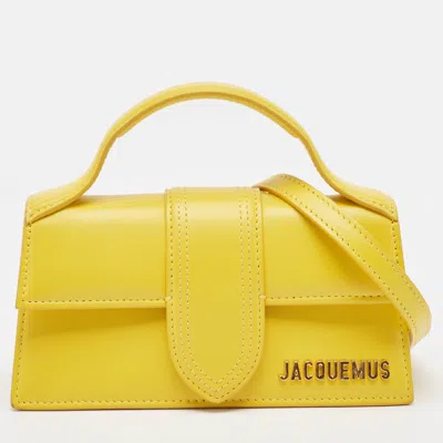 Pre-owned Jacquemus Yellow Leather Mini Le Bambino Top Handle Bag