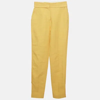 Pre-owned Jacquemus Yellow Linen Blend High Waist Trousers S