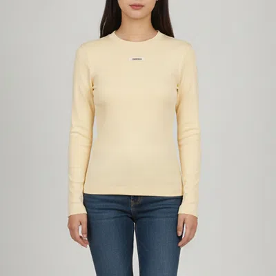 Pre-owned Jacquemus Yellow Logo Patch Jersey Long Sleeve Top Xs