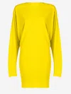 Jacquemus Flowing Viscose Jersey Dress With Embroidered Detailing In Yellow