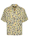 Jacquemus 'la Chemise Jean' Yellow Bowling Shirt With Cuban Collar And All-over Motif In Yellow