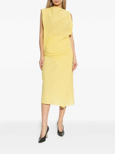 Jacquemus Yellow Sleeveless Drap Maxi Dress