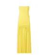 Jacquemus Yellow Dress With Straight Neckline And Gathered Waist In Tech Fabric Woman In Yellow