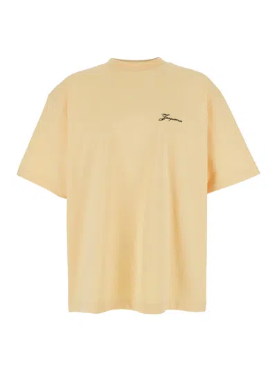 Jacquemus Yellow T-shirt With Logo On The Front And Print On The Back In Cotton Man