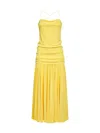 Jacquemus Yellow Dress With Straight Neckline And Gathered Waist In Tech Fabric Woman In Yellow