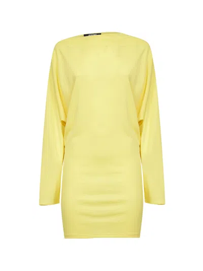 JACQUEMUS YELLOW THE MISTRAL COWL-BACK MINI DRESS