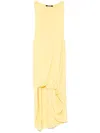 Jacquemus Draped Yellow Mini Dress With Unique Hem Knot In Yellow