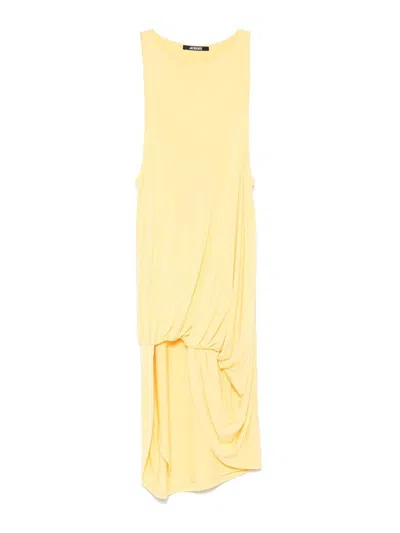 JACQUEMUS YELLOW THE PEPLO MINI DRESS