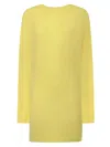 Jacquemus Flowing Viscose Jersey Dress With Embroidered Detailing In Yellow