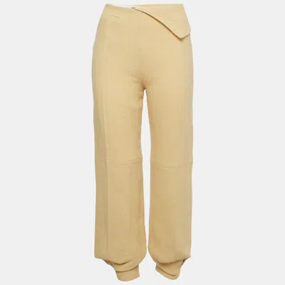 Pre-owned Jacquemus Yellow Wool Blend Buttoned Hem Trousers S