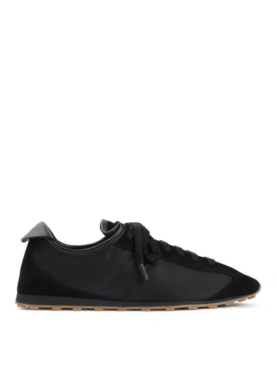 Jacquemus Smooth Suede-textured Sneakers With Contrasting Rubber Sole In Black