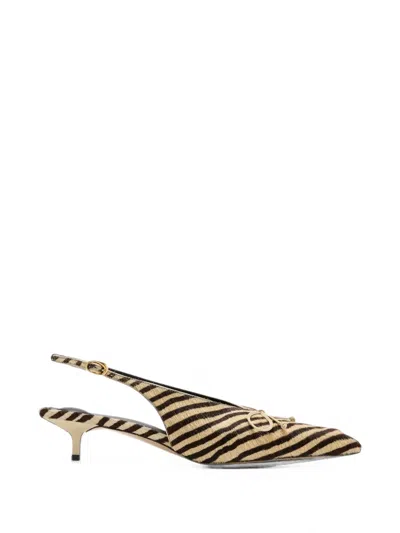 Jacquemus Zebra-print Bow-detail Pumps In Gold