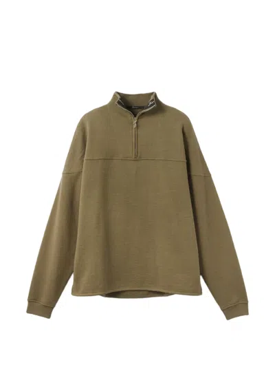 Jacquemus Zip Mock-neck Sweatshirt In Green