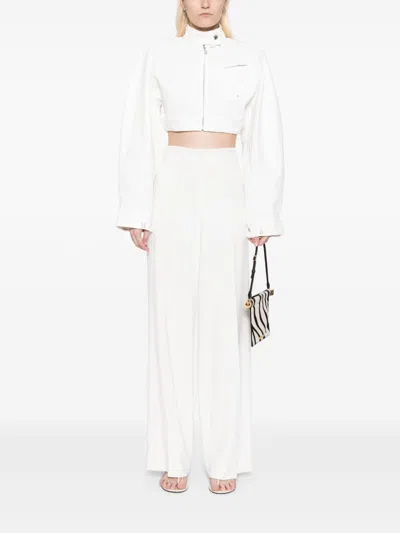 Jacquemus Zip-up Cropped Jacket In Neutrals