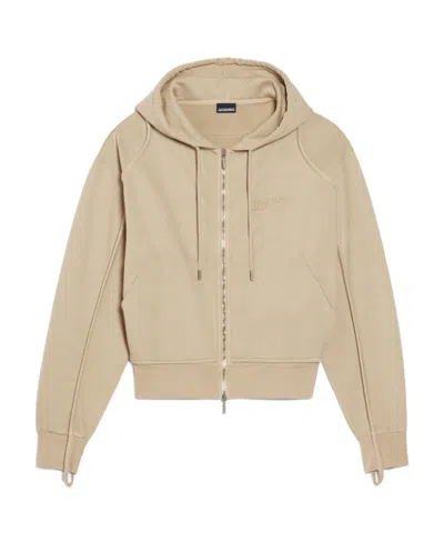 Jacquemus Zip-up Hoodie In Nude