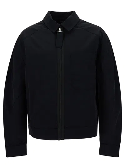 Jacquemus Zip-up Jacket With Tonal Logo Embroidery In Black