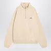 Jacquemus Beige Cotton Zip-up Sweatshirt Men In Neutral