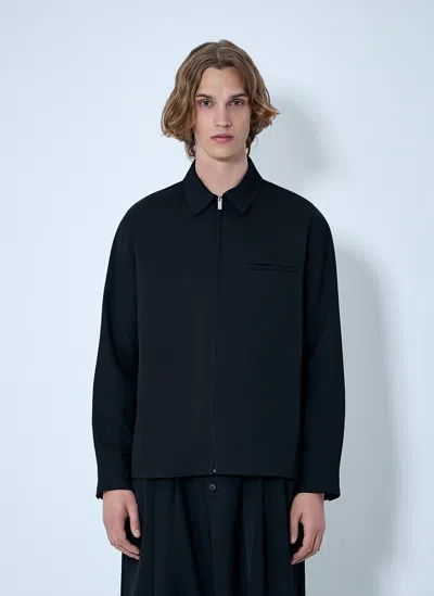 Jacquemus Structured Virgin Wool Mecano Shirt With Unique Design In Black