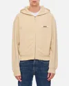 Jacquemus Grosgrain-trimmed Zippered Hoodie With Logo Detail In Neutrals
