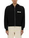 Jacquemus Le Hoodie Zip Gros Hooded Cotton Sweatshirt In Black