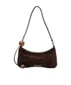 Jacquemus Le Bisou Perle Embellished Leather-trimmed Croc-effect Suede Shoulder Bag In Brown