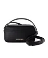 Jacquemus 'le Baneto' Black Shoulder Bag With Logo Lettering On The Front And Adjustable Shoulder Strap In Lea In Black