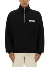 Jacquemus Grog Grain Zip-neck Sweatshirt In Black