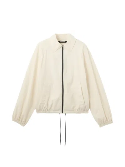 Jacquemus Zip Up Windbreaker Jacket Drawstring Hem In Neutral