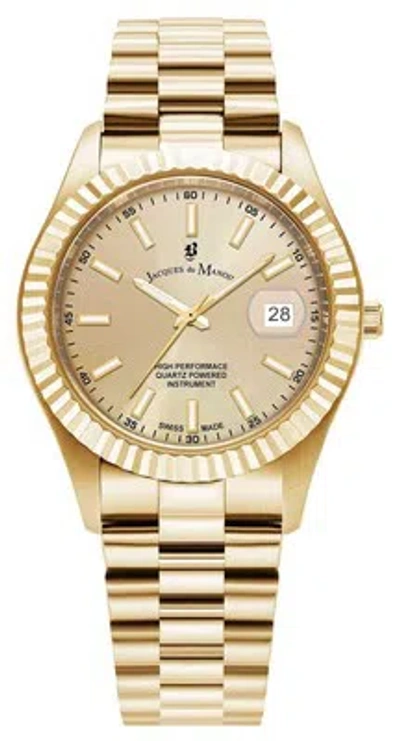 Pre-owned Jacques Du Manoir Inspiration Business (40mm) Gold Dial / Gold-tone Jwg03002