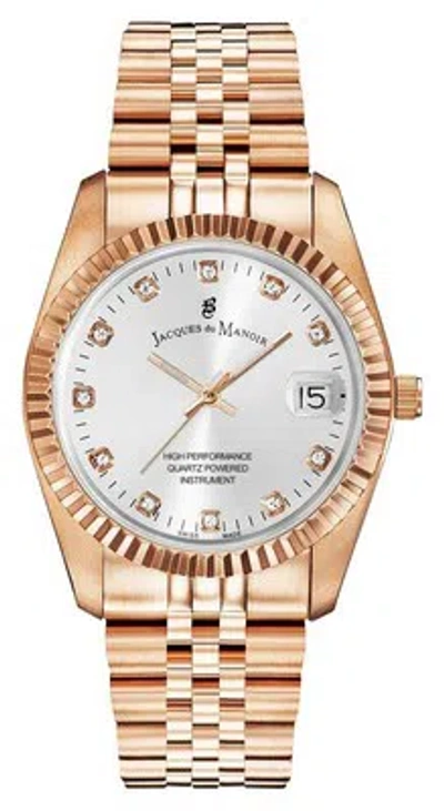 Pre-owned Jacques Du Manoir Inspiration Crystal (36mm) Silver Dial / Rose-gold Pvd Nro.15