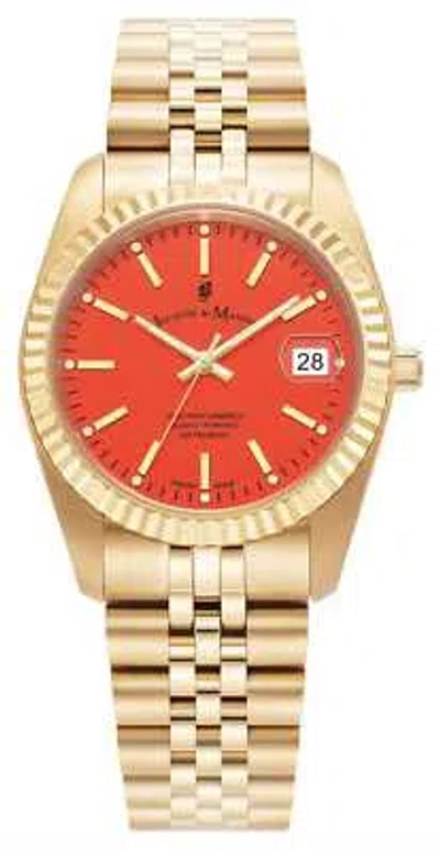 Pre-owned Jacques Du Manoir Inspiration Rainbow (36mm) Orange Dial / Gold-tone Jwl02902