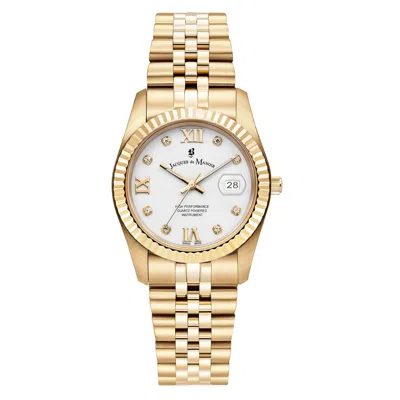Jacques Du Manoir Ladies Inspiration Roman Gold Tone Watch With White Dial