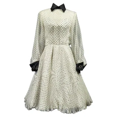Pre-owned Jacques Fath A  Couture Printed Silk Gown Number 00057 With Provenance Circa 2000 In Gray