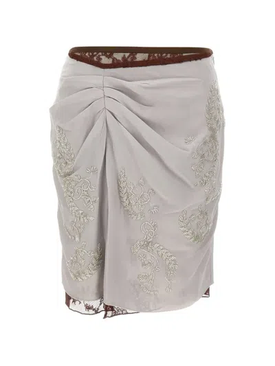 Jacques Floral-embroidery Skirt In Gray