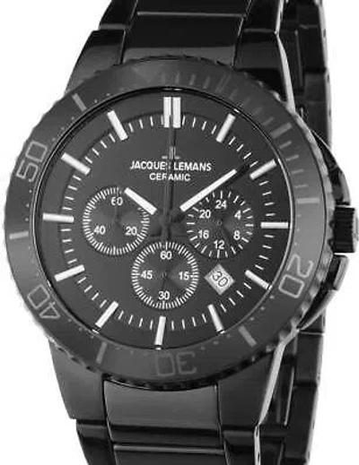 Pre-owned Jacques Lemans 1-2166b Colmar Ceramic Mens Chronograph 43mm 10atm