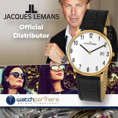 Pre-owned Jacques Lemans Classic Vienna Elegant Ladies Watch 5atm 38m Gold Case White Dial