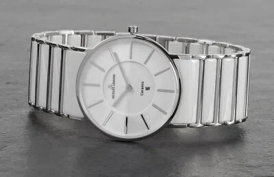 Pre-owned Jacques Lemans Rare Unisex  1-1648e White Ceramic York