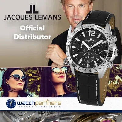 Pre-owned Jacques Lemans Sports 'action 2017' Quartz Watch 42mm S/s Case Black Dial 42-5a