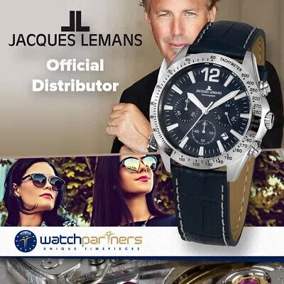 Pre-owned Jacques Lemans Sports 'action 2017' Quartz Watch 42mm S/s Case Blue Dial 42-5b