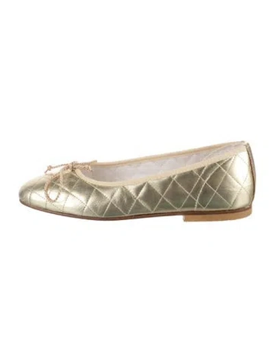 Pre-owned Jacques Levine Leather Tweed Pattern Ballet Flats