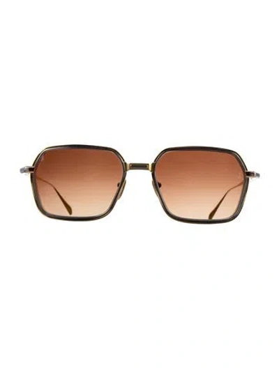 Pre-owned Jacques Marie Mage Admiral Square Sunglasses In Gold