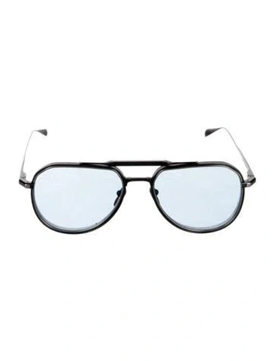 Pre-owned Jacques Marie Mage Commander Aviator Sunglasses In Silver