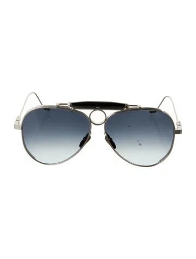Pre-owned Jacques Marie Mage Duke X Diamond Cross Ranch Aviator Sunglasses In Black/silver