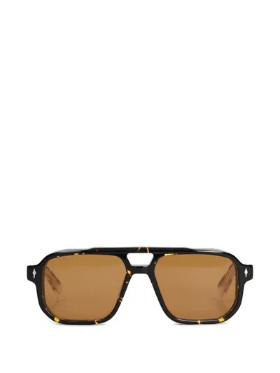 Jacques Marie Mage Evans Tortoiseshell-effect Pilot Sunglasses In Black