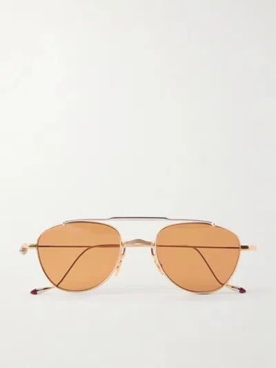 Jacques Marie Mage Flynn Aviator-style Gold-tone Metal Sunglasses In Transparent