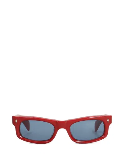 Jacques Marie Mage Initials Rectangle-frame Sunglasses In Red