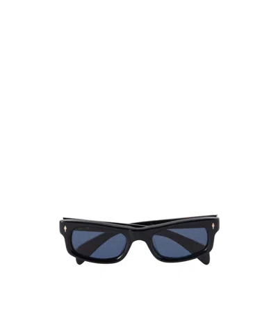 Jacques Marie Mage Initials Rectangular-frame Acetate Sunglasses In Black