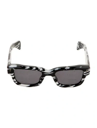 Pre-owned Jacques Marie Mage Jeff Zebra Wayfarer Sunglasses In White