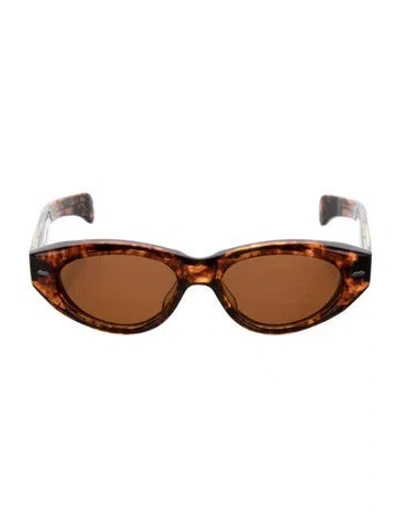 Pre-owned Jacques Marie Mage Krasner Cat-eye Sunglasses In Brown