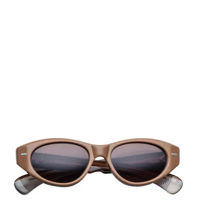 Jacques Marie Mage Krasner Oval Sunglasses In Brown